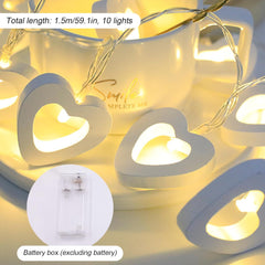 Wooden Heart String Lights – 20 LEDs