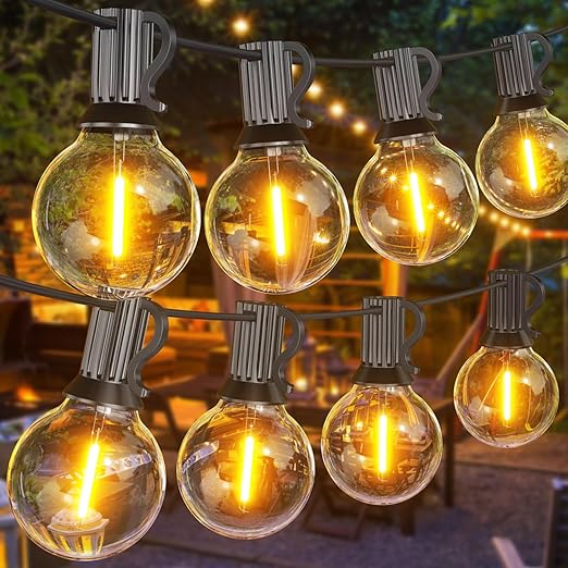100FT Outdoor LED String Lights, Waterproof, 52 Bulbs