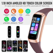 Fitness Tracker 1.10" AMOLED Touch Watch, Heart Rate SpO2 Sleep Monitor