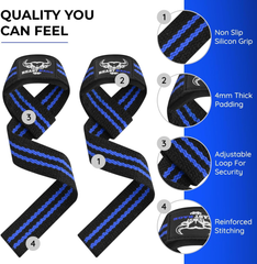 Heavy Duty Weight Lifting Straps with Padded Gel Grip – Non-Slip Cotton Gym Wraps