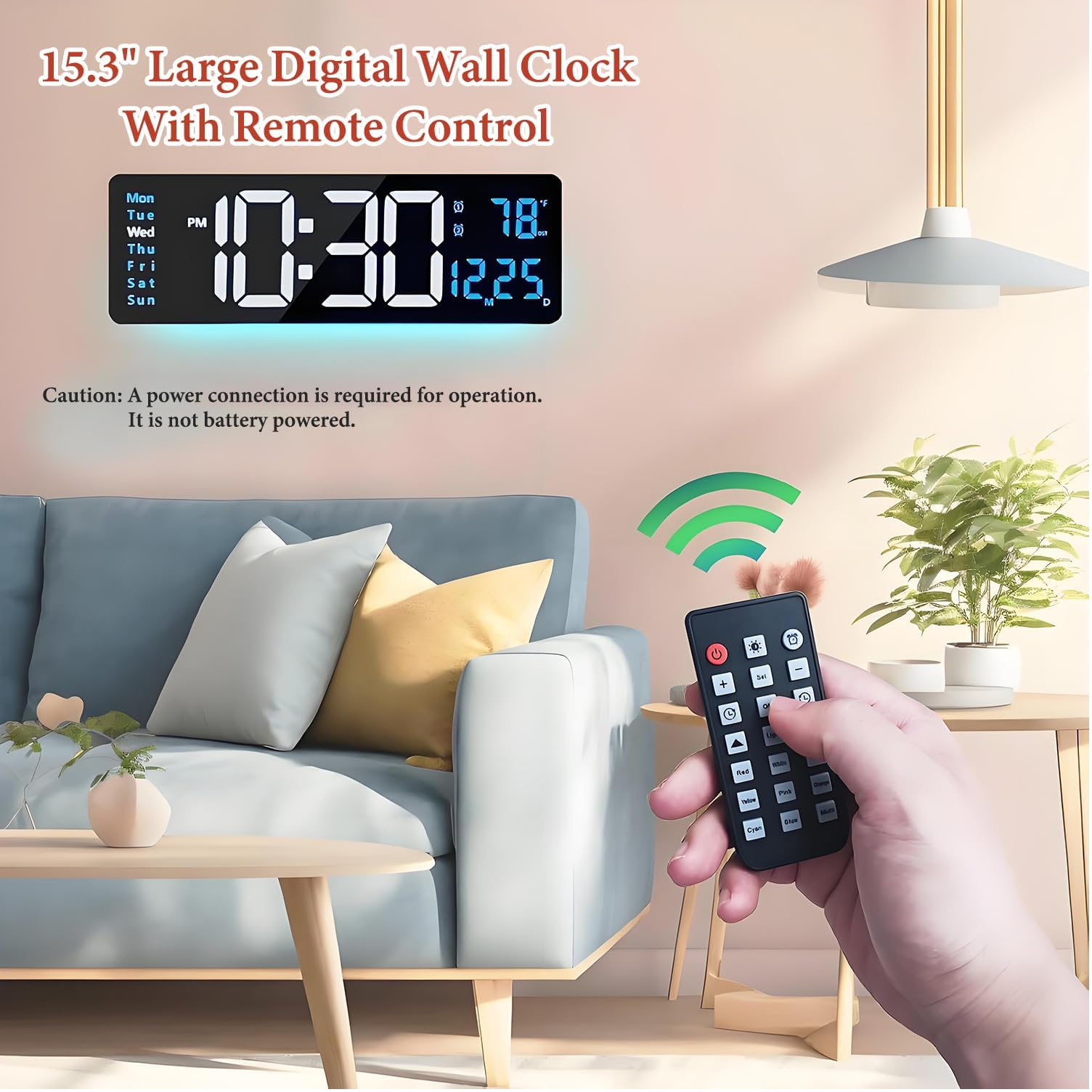 Remote Control Led Message Clock Digital Large RGB LED Digital Wall Clock with Remote, Timer, Alarms & Temperat ...