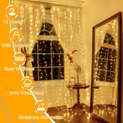 300 LED Curtain Fairy Lights Warm White for Indoor Outdoor