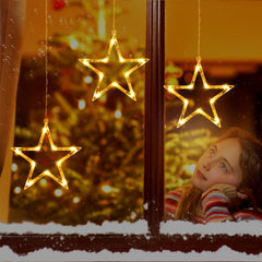 Christmas Window Star Lights, 30 LEDs Battery String Lights with Timer