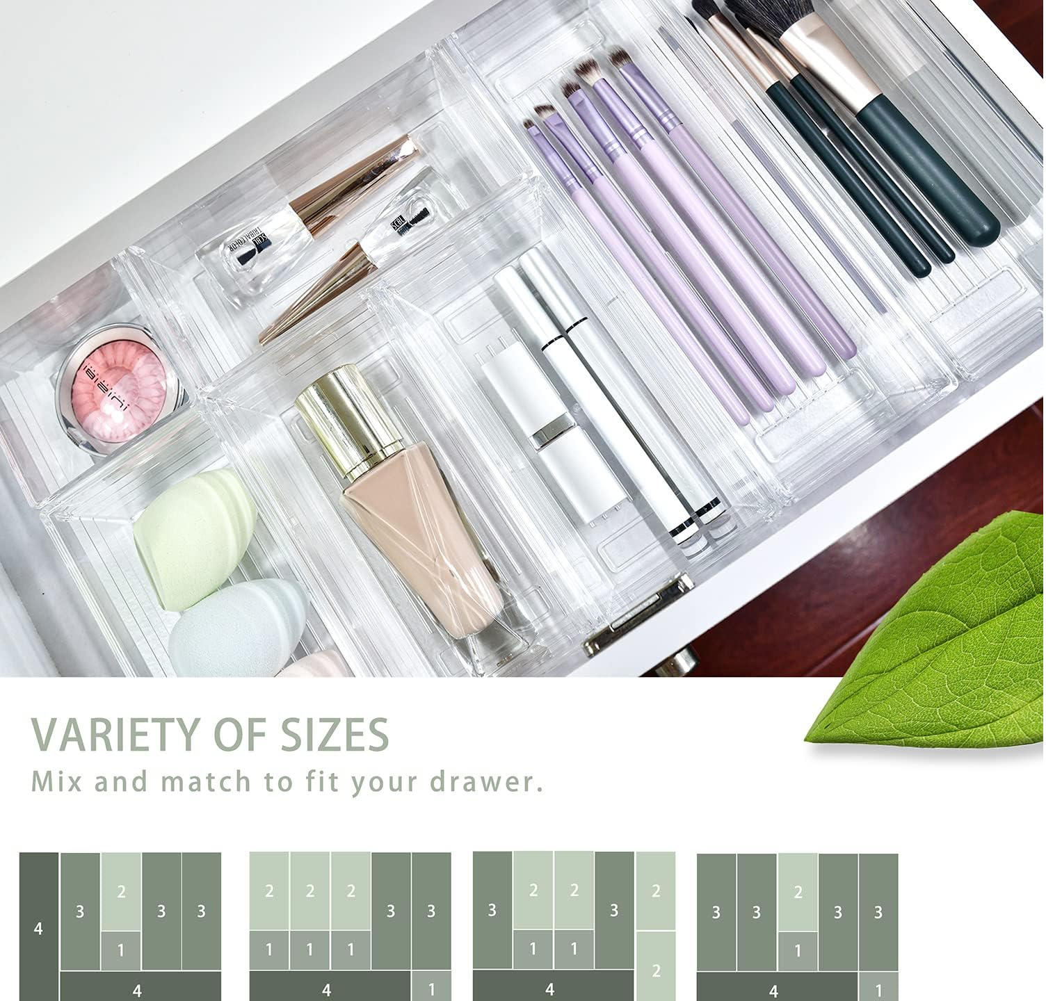 14 Pcs Clear Drawer Organiser Trays – Versatile Storage for Office, Kitchen & Makeup