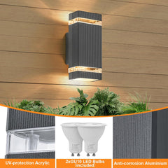 Outdoor Wall lights Up Down IP44 Waterproof, LED Wall Light PIR Motion Sensor Lamp, Front Door Lamp Modern Aluminium GU10