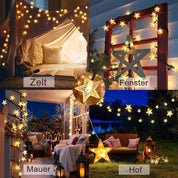 Solar Star String Lights, 23ft 50 LED, Warm White