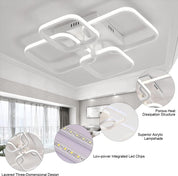 LED Ceiling Light with Remote – 4 Square Black Modern Chandelier