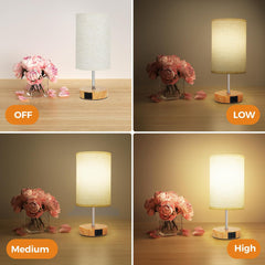 Touch Bedside Lamps Set of 2 with USB Ports