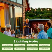 Dimmable Solar Outdoor String Lights – 100FT G40 Festoon Lights with Remote & Timer