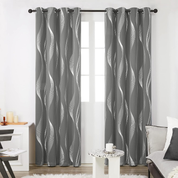 Foil Printed Grey Blackout Curtains – 46x54 Inch Thermal Eyelet Drapes, 2 Panels