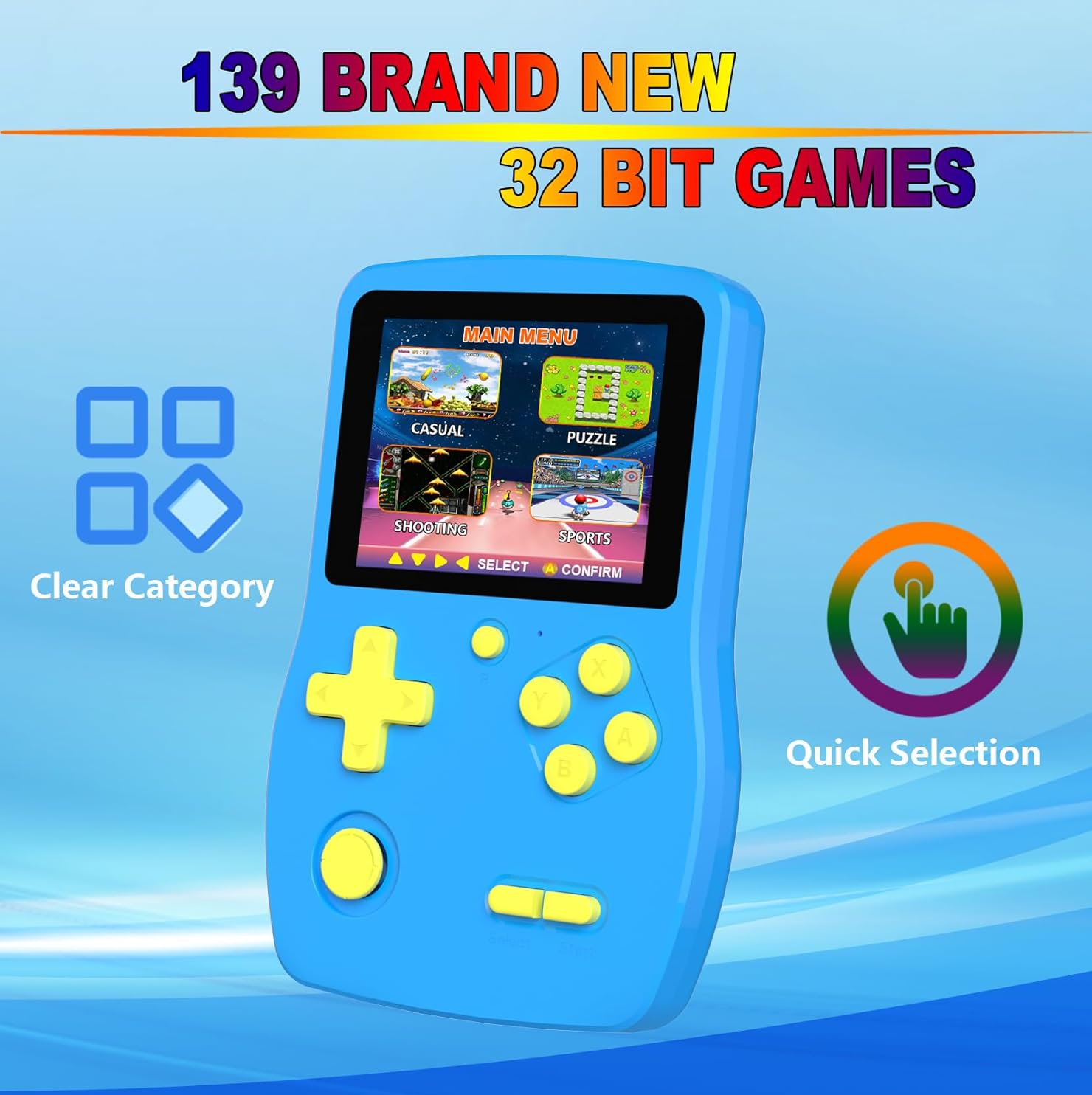3.0" Handheld Game Console for Kids with 139 Built-in HD Games, Rechargeable