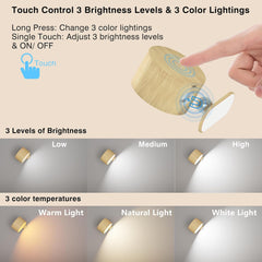 Battery Operated LED Wall Light, Adjustable, 3 Modes