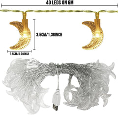 Moon Fairy Lights, 6M 40 LEDs USB String Lights for Indoor & Outdoor Décor