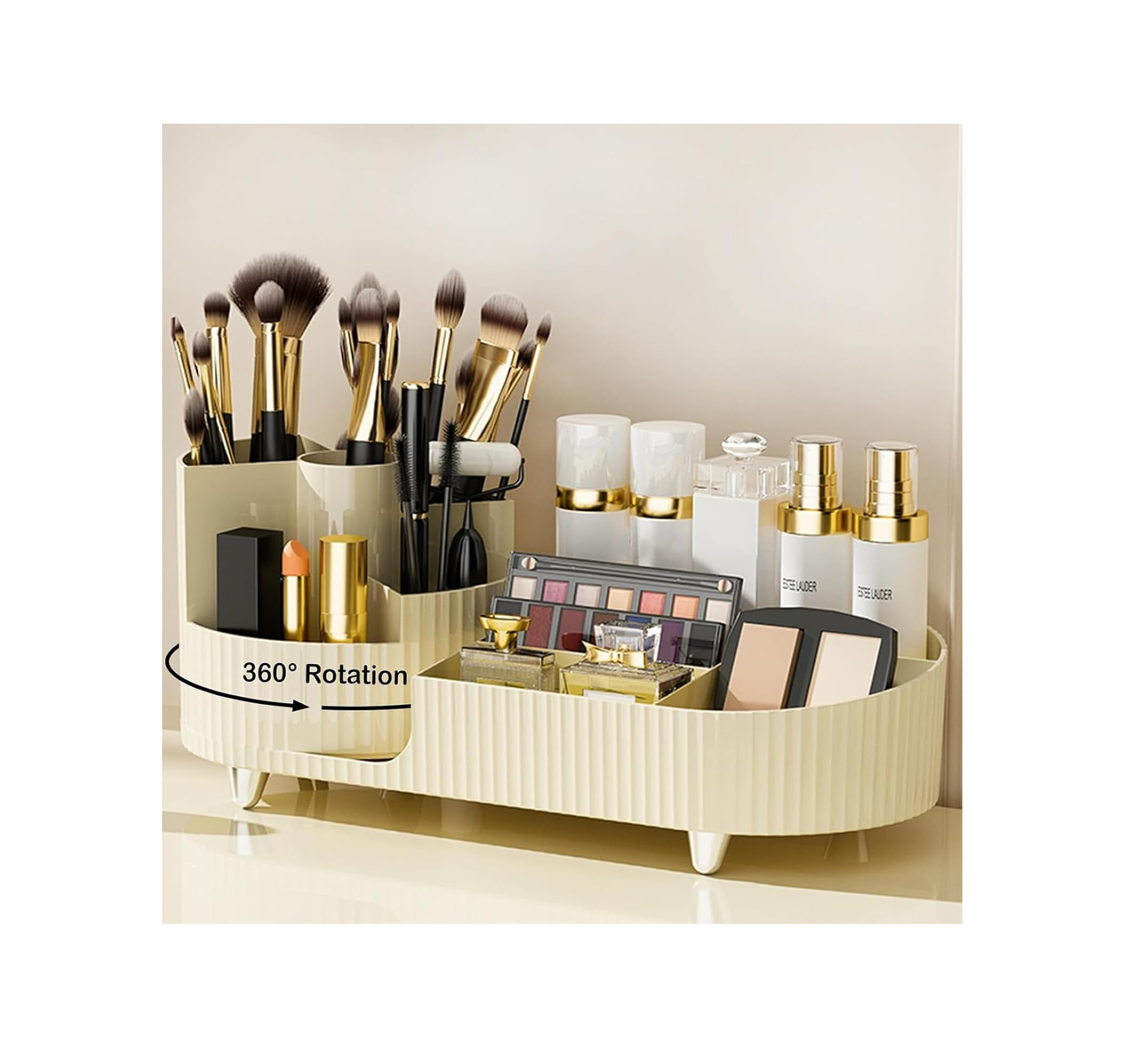 360° Rotating Makeup Organizer – Cosmetic Storage Display for Vanity, Dresser & Bathroom