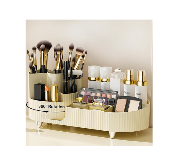 360° Rotating Makeup Organizer – Cosmetic Storage Display for Vanity, Dresser & Bathroom