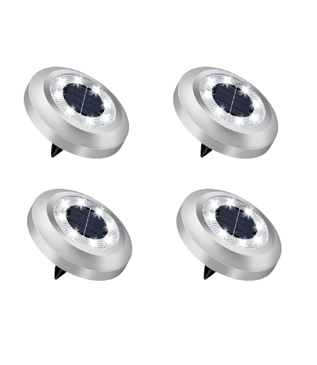 8-Pack Solar Disk Lights, Bright White Outdoor Pathway Lamps