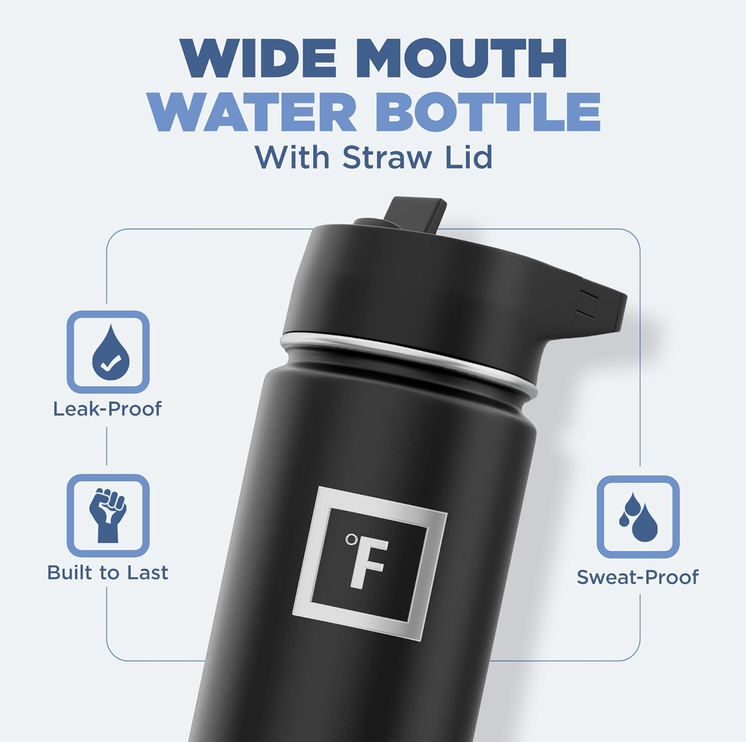 Insulated Stainless Steel Water Bottle with Straw & Handle, 650–1800ml Leakproof