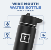 Insulated Stainless Steel Water Bottle with Straw & Handle, 650–1800ml Leakproof