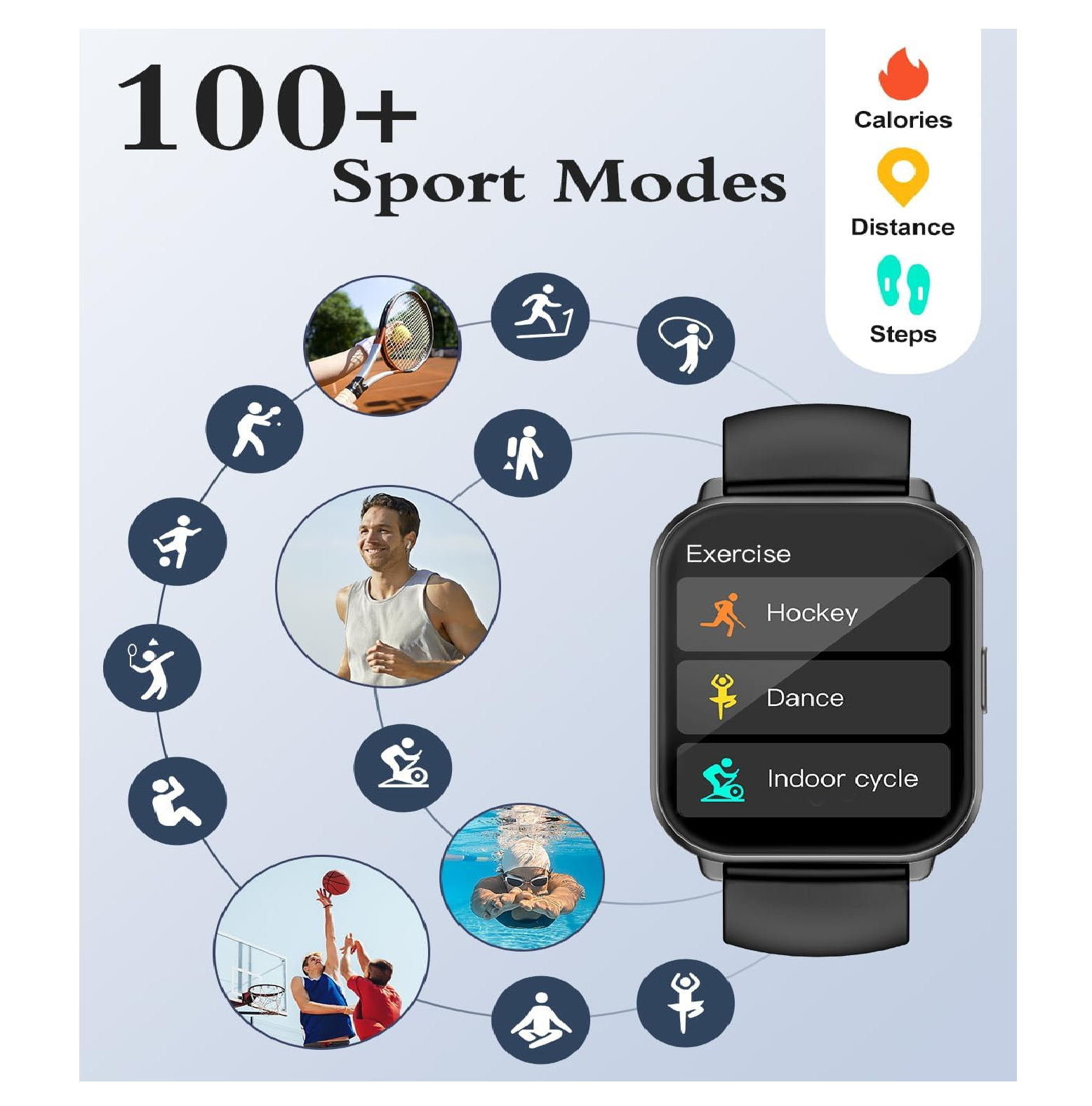 Smart Watch with Call, 1.85" HD Touch Fitness Tracker Heart Rate SpO2 for Android iOS