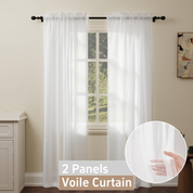 White Voile Sheer Curtains 84 Inch Drop – 2 Panels Rod Pocket Window Drapes