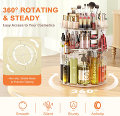 9-Tier Rotating Makeup Organizer, 360° Adjustable Large Capacity Cosmetic Stand