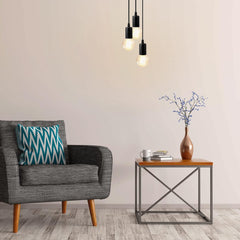 Industrial Pendant Light 3-Light Black Retro Ceiling Fixture