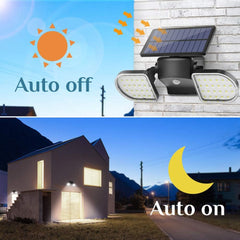 Solar Lights Outdoor 56 LED Solar Flood Lights Motion Sensor Twin Panel Security Light 360°Adjustable Wall Spotlight IP65 Waterproof for Garden Garage