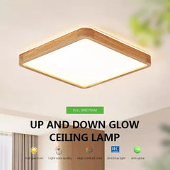 12-Inch 36W Wood Grain LED Ceiling Light - Flat Square Design for Modern Spaces