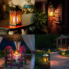 Solar Lanterns for The Garden – Moroccan-Style Flickering Outdoor Lights, Auto On/Off, Waterproof IP44, Warm White LED
