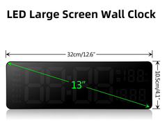 13-Inch LED Digital Wall Clock, Large Display, Adjustable Brightness, Remote