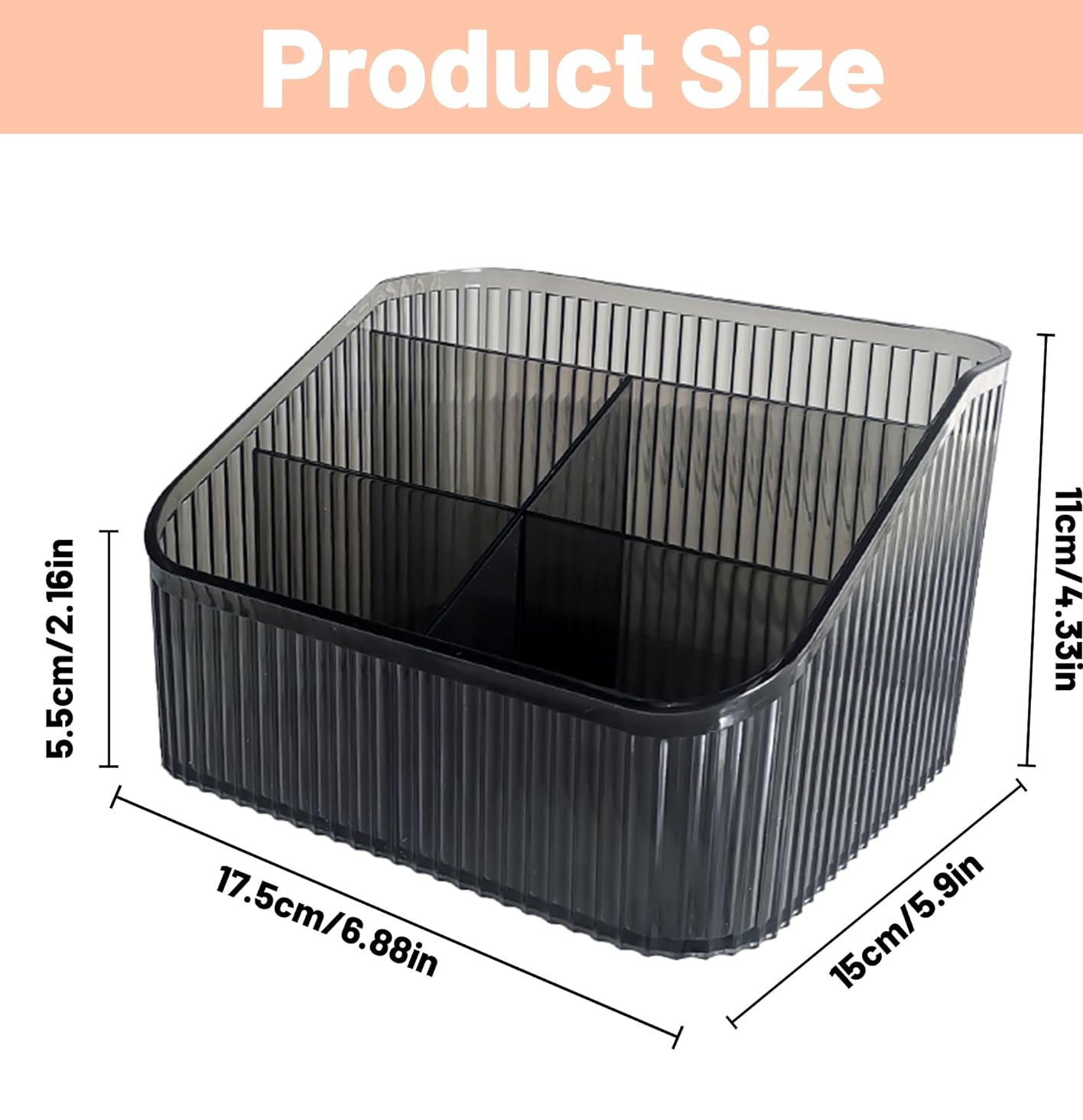 Homeanda Grey Makeup Organizer – Cosmetic & Skincare Storage Compartments