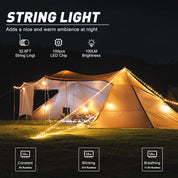 Retractable Camping String Lights, 32FT, 100 RGBW LEDs