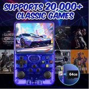 Retro Handheld Game Console 64GB 20,000+ Games, 3.5" IPS Screen, Blue