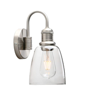 Vintage Industrial Bell Sconce Wall Light – Antique Finish with 5.6” Clear Glass Shade