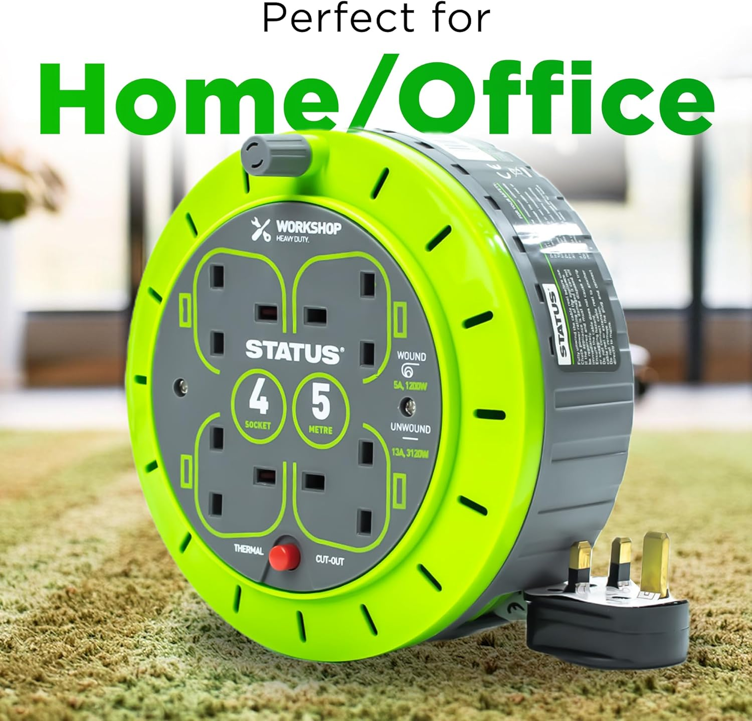 2 Socket Cable Reel – 110V 16A Heavy-Duty Extension Lead with Thermal Cut-Out