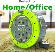 2 Socket Cable Reel – 110V 16A Heavy-Duty Extension Lead with Thermal Cut-Out