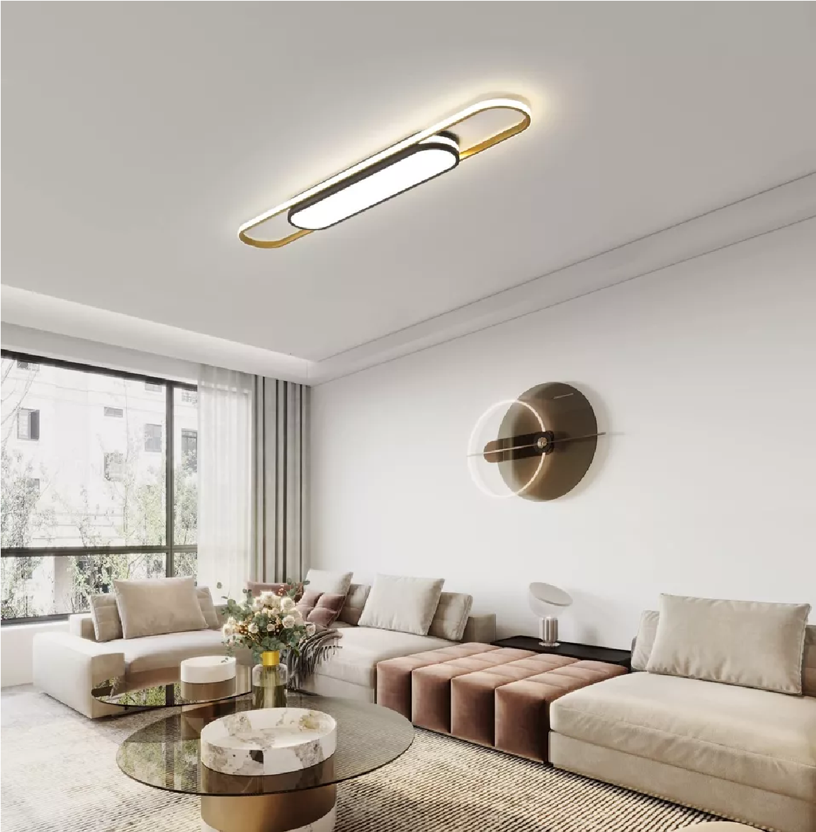 110cm Modern Ceiling Light – Remote-Controlled LED Lighting for Kitchens, Dining Rooms, and Hallways