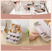 Portable Makeup Organizer Box, Transparent Cosmetic Storage Case for Vanity Table