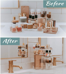 360° Rotating Clear Acrylic Makeup Organizer – Vanity Storage Stand for Skincare & Perfume