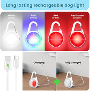 2 Pack LED Dog Collar Lights – Rechargeable Clip-On RGB Safety Lights, Waterproof & Lightweight Pet Lights for Night Walking