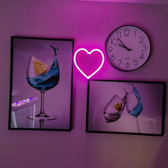 2 Pack Valentine’s Heart Neon Signs – Battery Powered Pink LED Wall Lights for Bedroom, Dorm, Party & Gift Decor (7.8