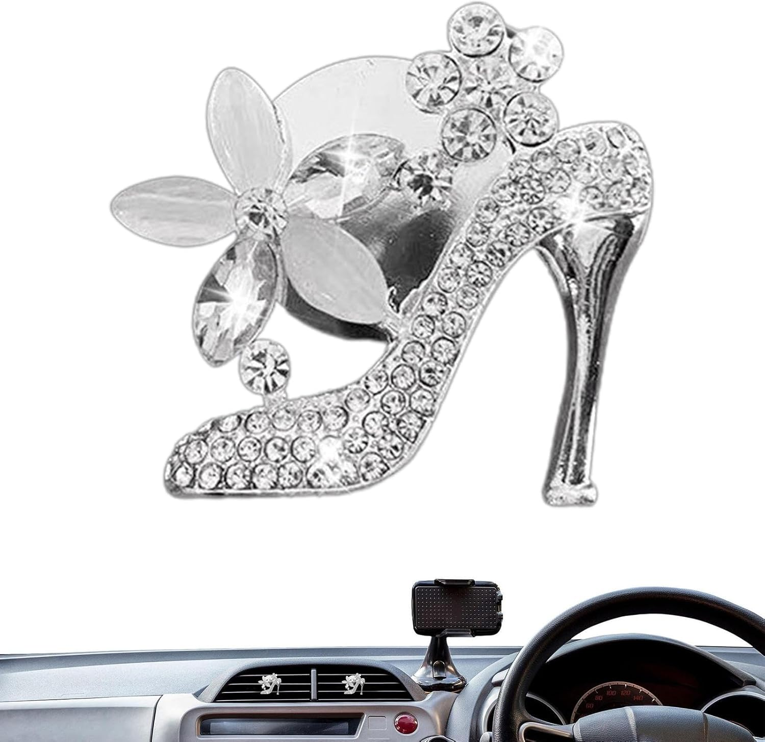 2 Pack Bling Car Air Vent Clip Diffusers – Crystal Rhinestone Fresheners for Women