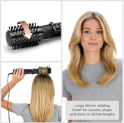 Big Hair Rotating Dryer Brush – 2 Speeds, Ionic Frizz Control, 50mm Barrel (Black)