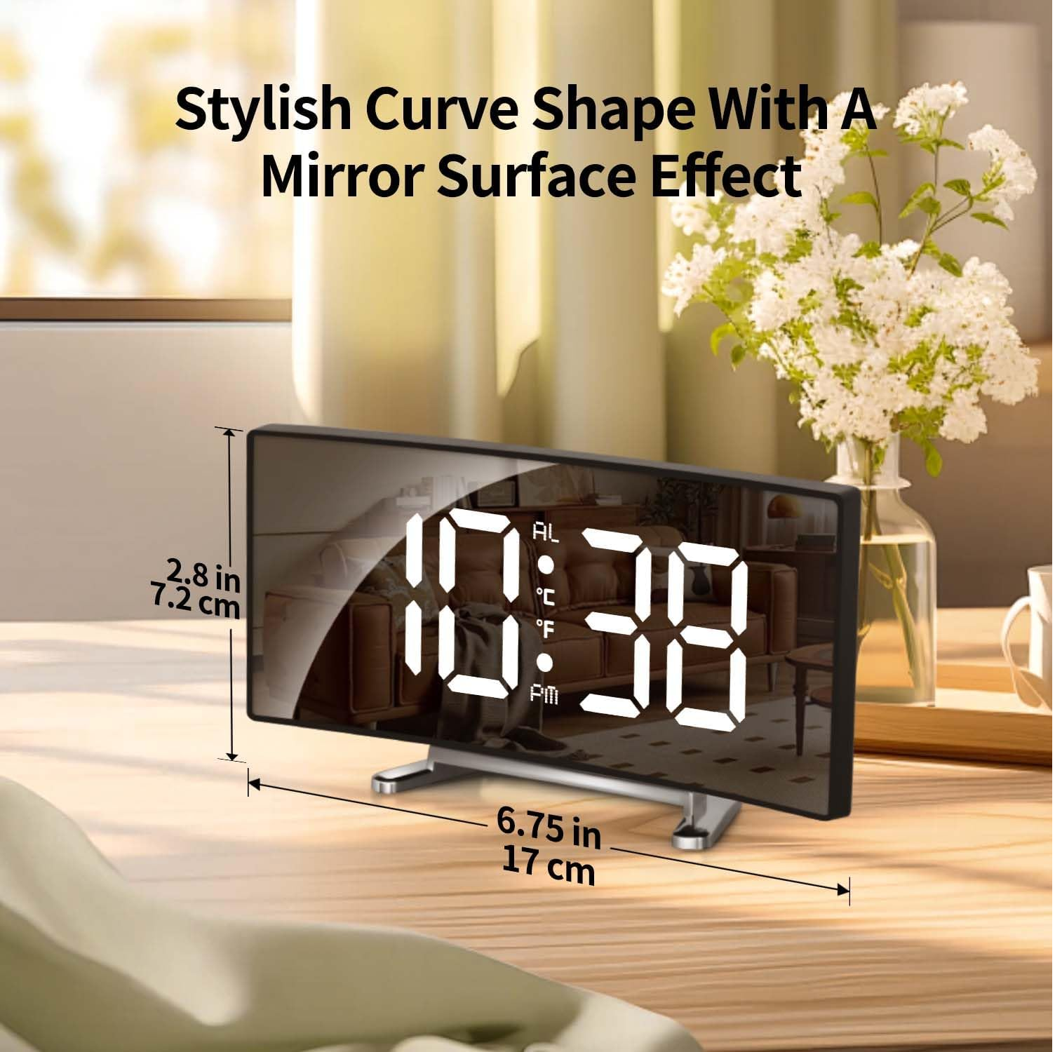 Digital LED Alarm Clock with Temperature, Snooze & USB Power Option (Black)