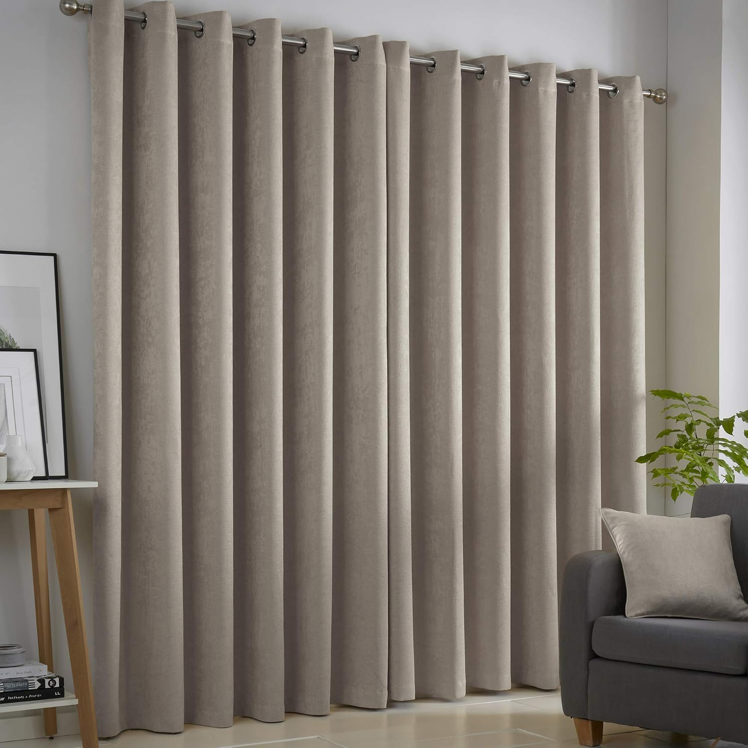 Natural Linen Eyelet Curtains 46x72" – 2 Panel Set, Thermal Drapes for Home