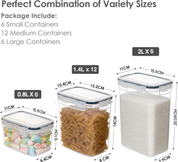 24-Piece Airtight Food Storage Container Set – BPA-Free Plastic Kitchen Canisters with Labels, Black