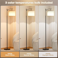 Modern Gold Standing Lamp with Adjustable Shade & Bulb