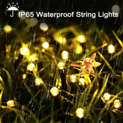 Solar-Powered 200 LED Warm White String Lights with 8 Modes and Remote Control