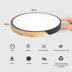 LED Ceiling Light Wood 24 W, Neutral Light 4500 K LED Ceiling Light, LED Lamps Ceiling Lights for Living Room, Bedroom, Bathroom, Balcony, Hallway