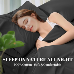 2 Pack Cotton Pillowcases – 200 Thread Count Soft & Breathable Pillow Covers, Black